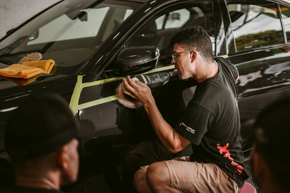 Polishing car paint to prepare for ceramic coating